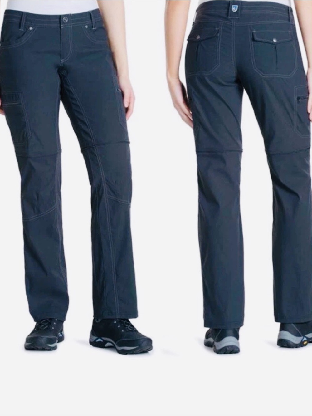 Kuhl Womens Size 8 Kliffside Dark Gray Nylon Stretch Convertible Hiking Pants